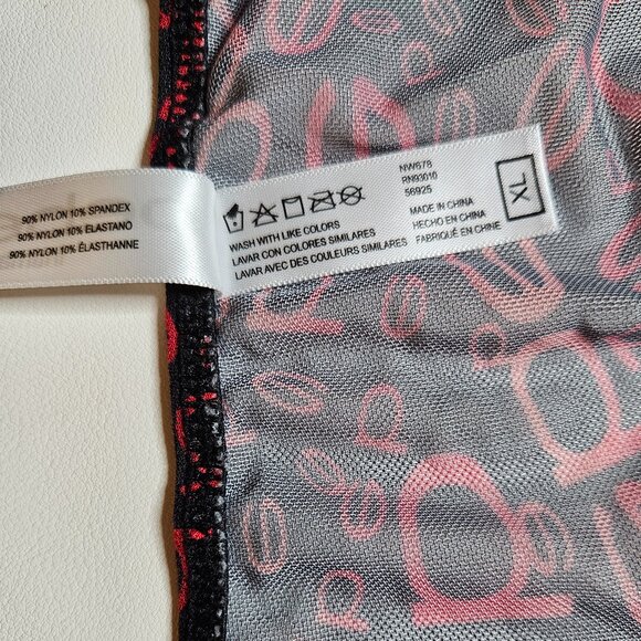 bebe Mesh Cami and Short Lingerie Sleepwear 2 Piece Set, Logo Print, X-Large - Picture 10 of 13